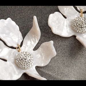 Lele Sadoughi Mother of Pearl Large Crystal Lily Earrings